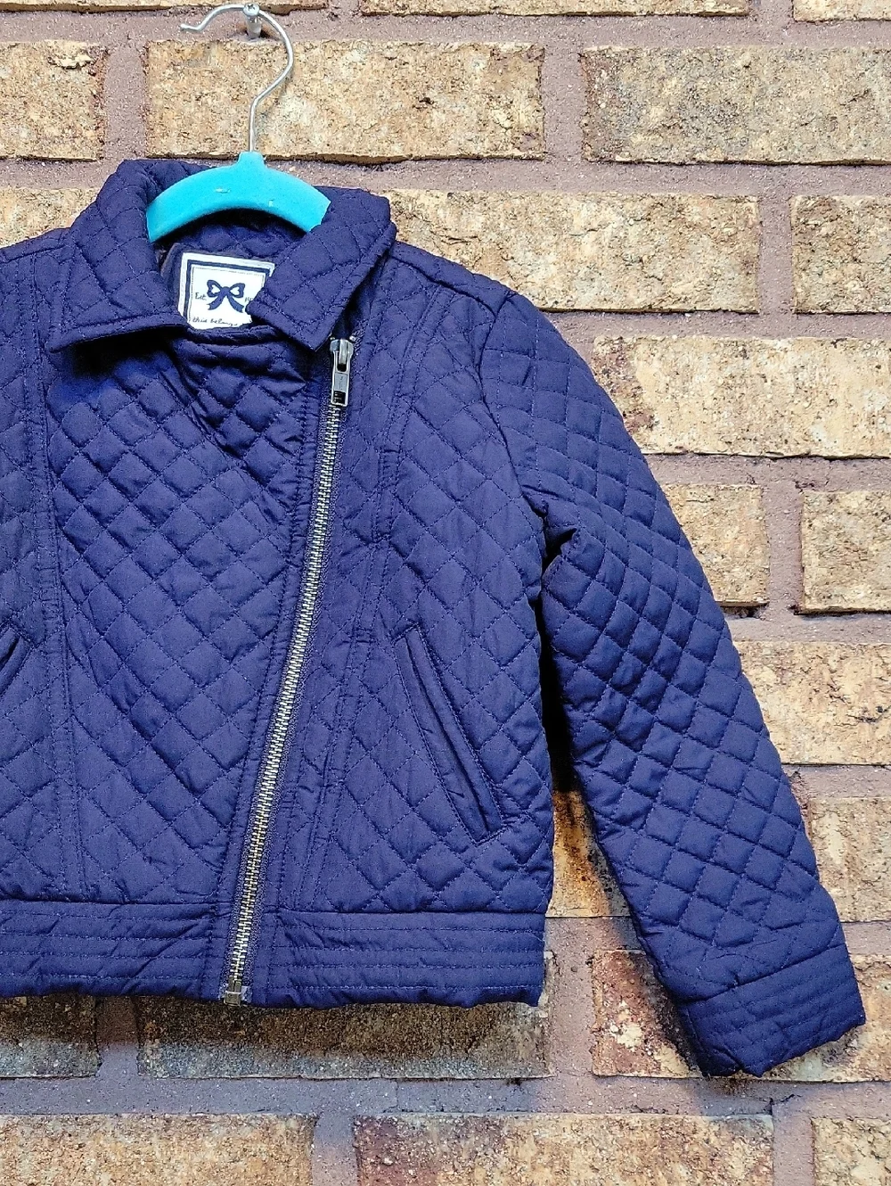 Gymboree Quilted Asymmetrical Zip Navy Jacket Size XS